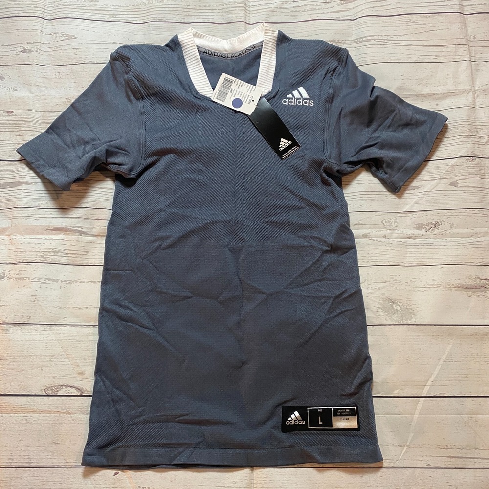 Adidas Primeknit Techfit Lacrosse Jersey‎ Gray White Short Sleeve CF0892 Men's L